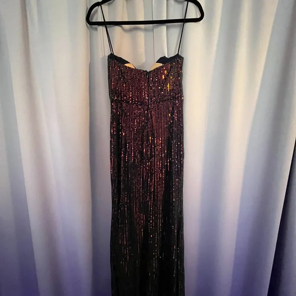 Selfie Leslie Navy Thigh Split Sequin Dress - Picture 4 of 6